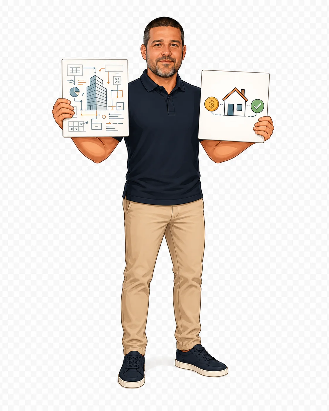 Caricatura de Cesar Jotta traduzindo as escolhas de um novo recomeço